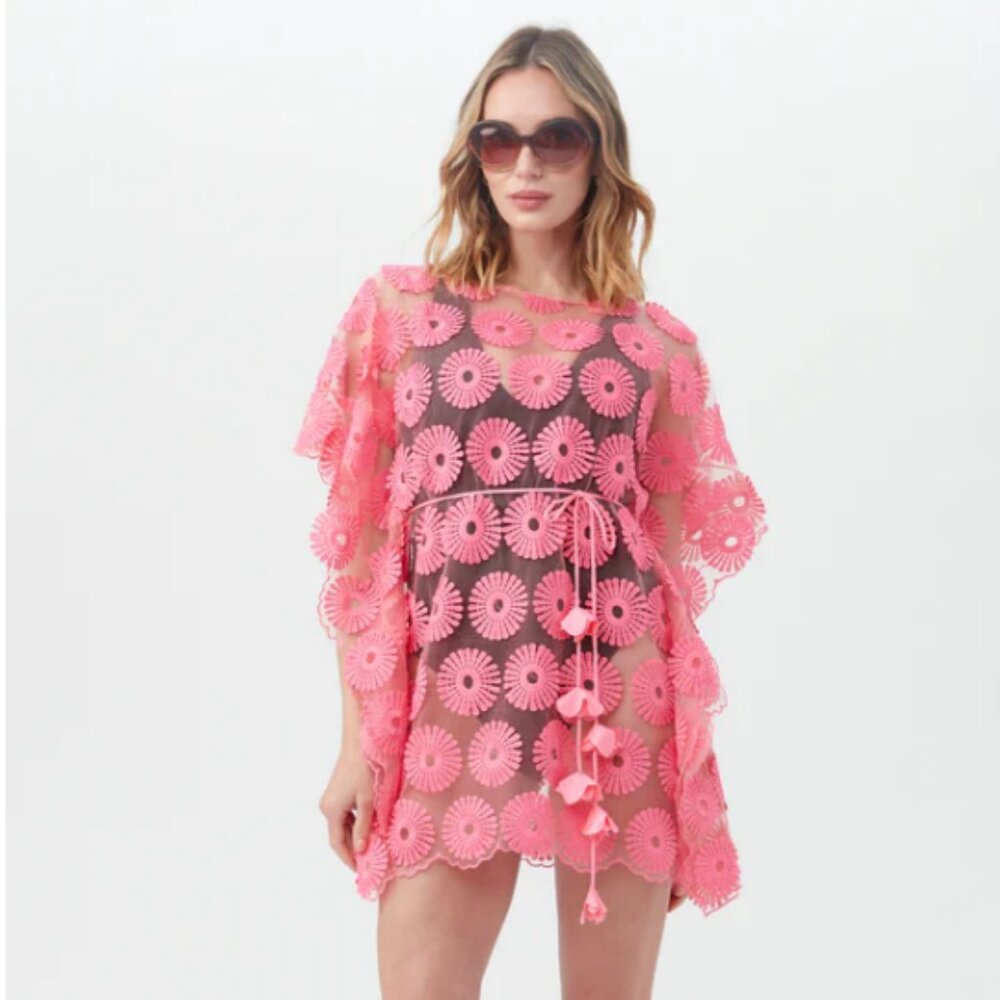 Trina Turk Women's Luau 3D Daisy Anissa Caftan Cover-Up Dress Size L